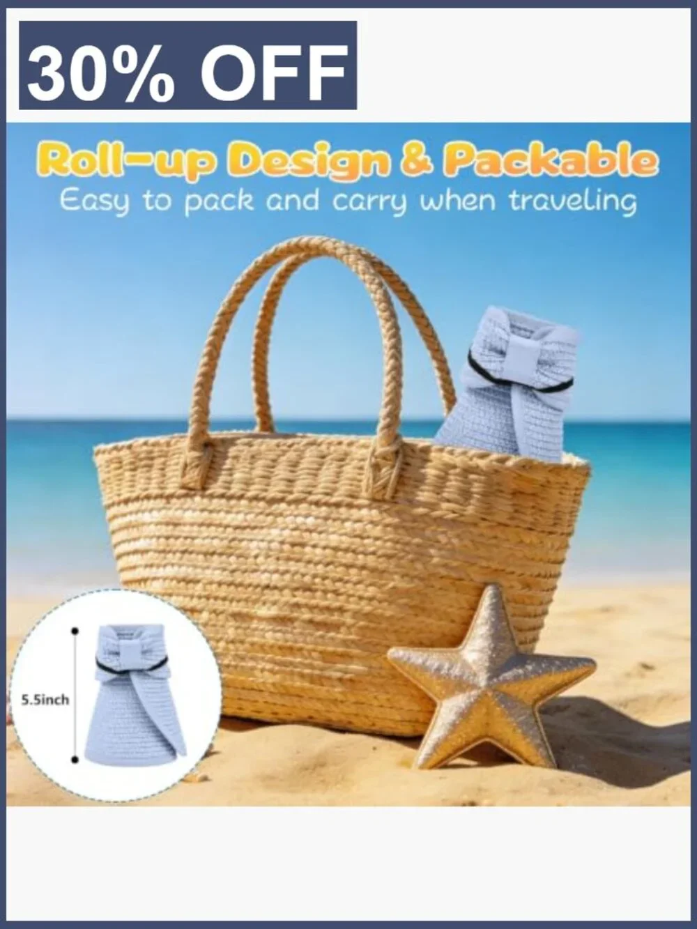 Girls Straw Sun Visor Hat Wide Brim Ponytail Beach Bow Foldable Packable Summer